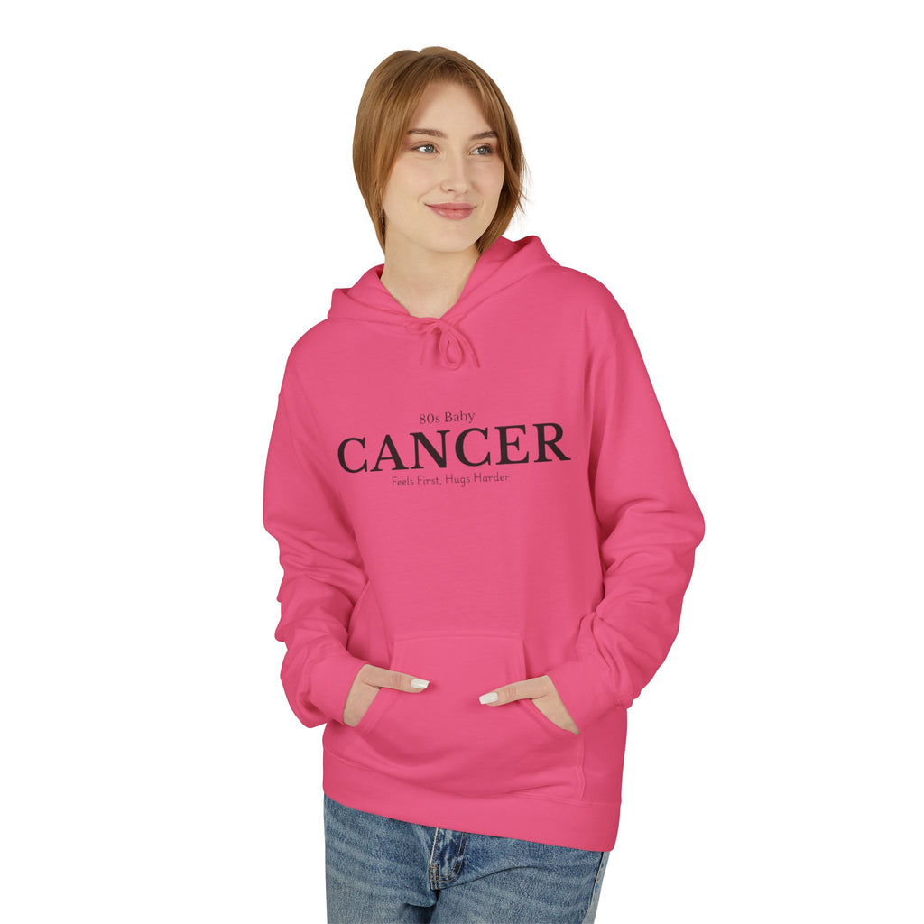 Cancer 80s Baby Zodiac Fleece Hoodie | Retro Astrology Sweatshirt | Horoscope Hoodie | Cancer Zodiac Gift | Cozy Birthday Gift For Her