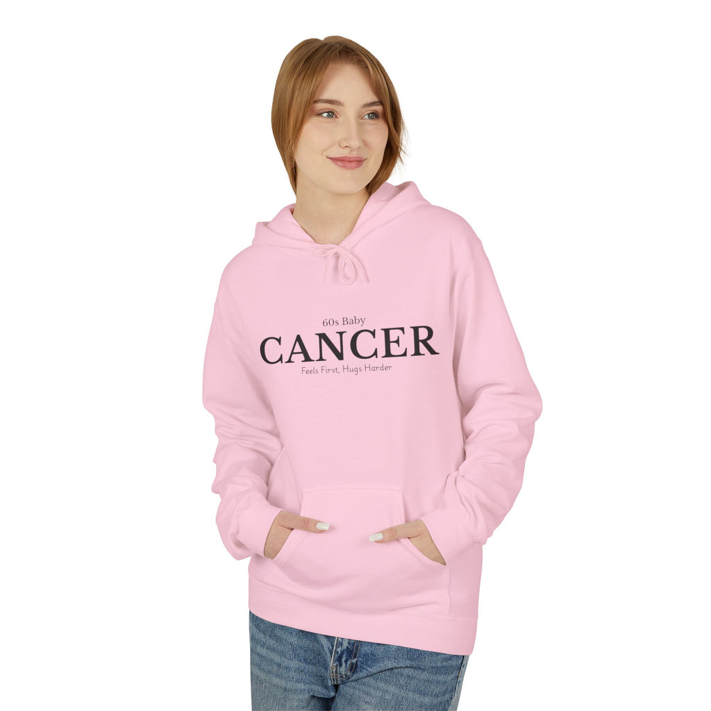Cancer 60s Zodiac Fleece Hoodie, Cozy Astrology Apparel, Birthday Gift for Cancer, Soft Unisex Sweatshirt, Astrology Lover Hooded Top