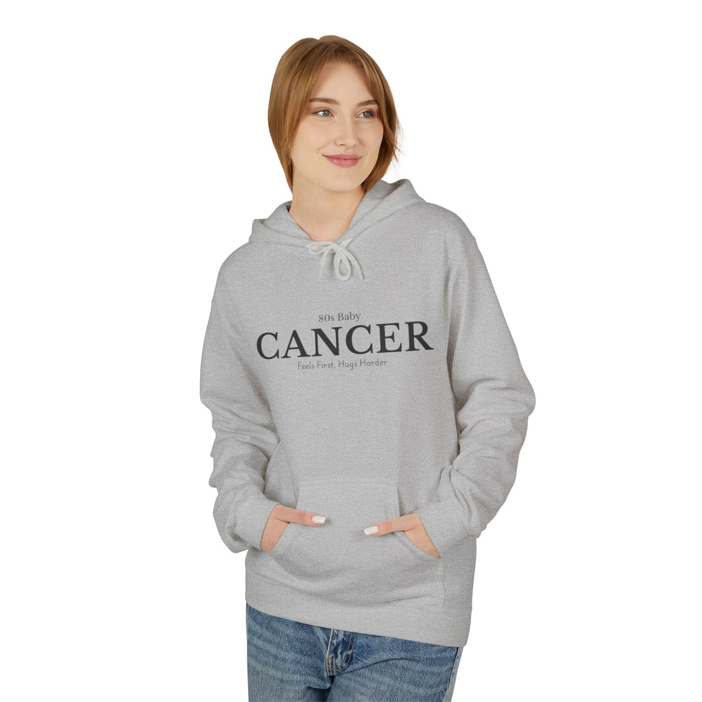Cancer 80s Baby Zodiac Fleece Hoodie | Retro Astrology Sweatshirt | Horoscope Hoodie | Cancer Zodiac Gift | Cozy Birthday Gift For Her
